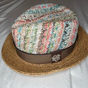 Santana Carlos Santana Medium Multi Color Fedora Hat Raffia Straw Lined